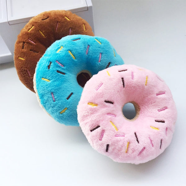 Donuts Dog Plush Squeak Toy